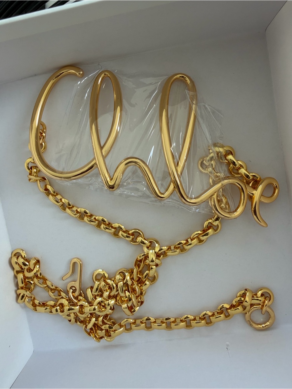 Chloe Gold-tone Script Belt